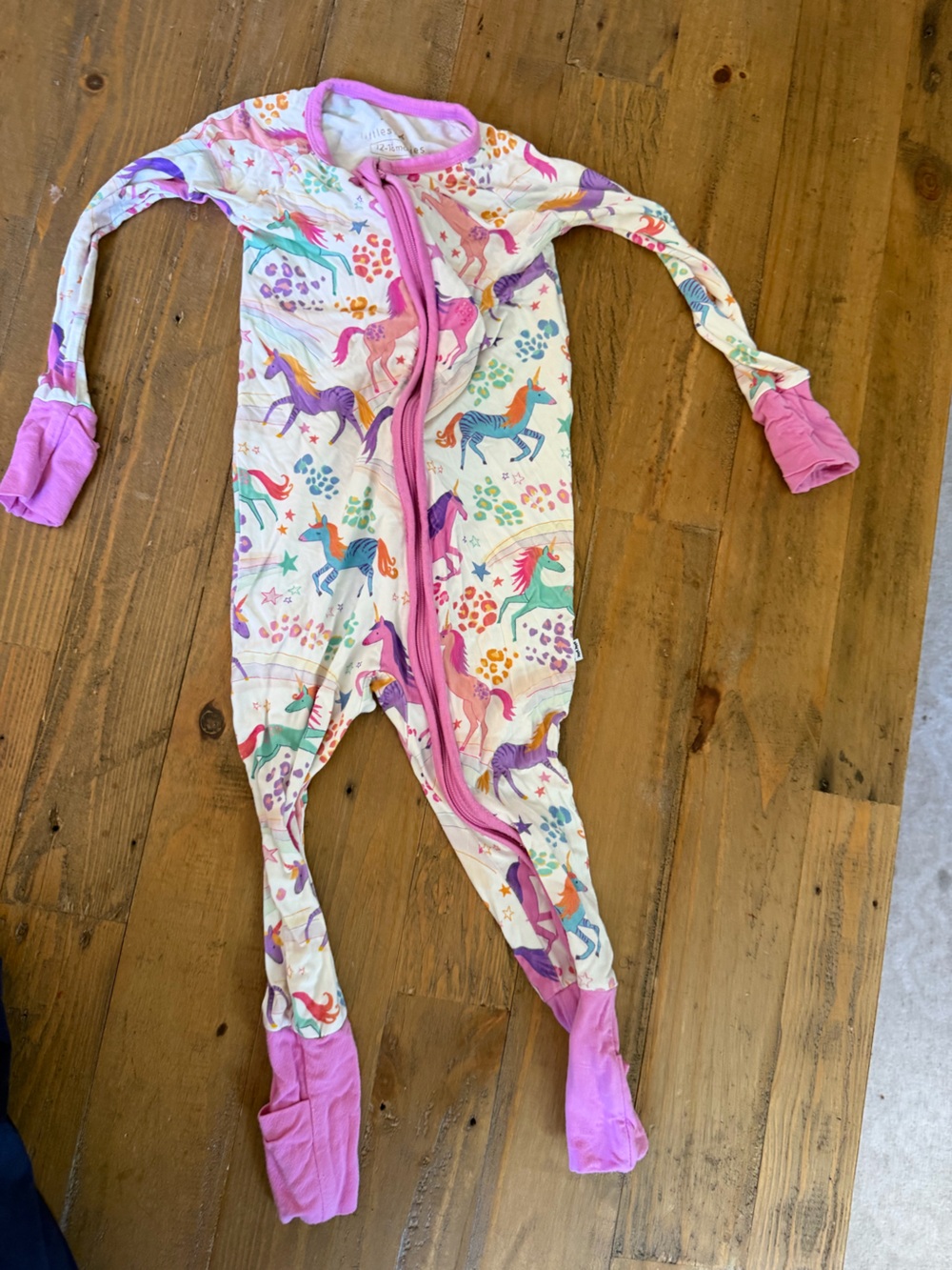 Little Sleepies Kids Unicorn Print One-Piece Pajamas in Pink